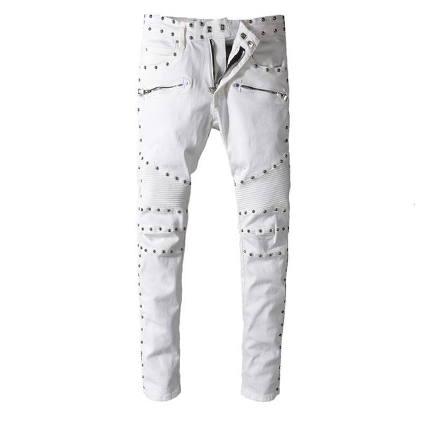 

mens stylist jeans distressed ripped biker slim fit motorcycle denim high quality, Blue