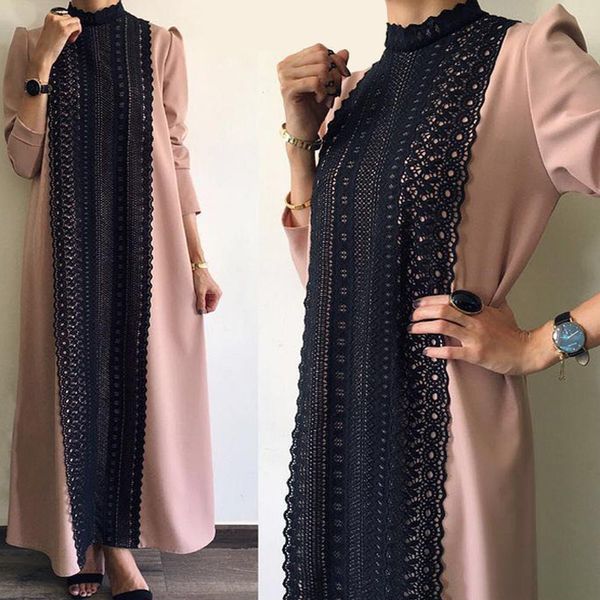 

casual dresses african es for women dashiki long sleeve maxi fashion lace abaya muslim femme bazin plus size clothes mpdg, Black;gray