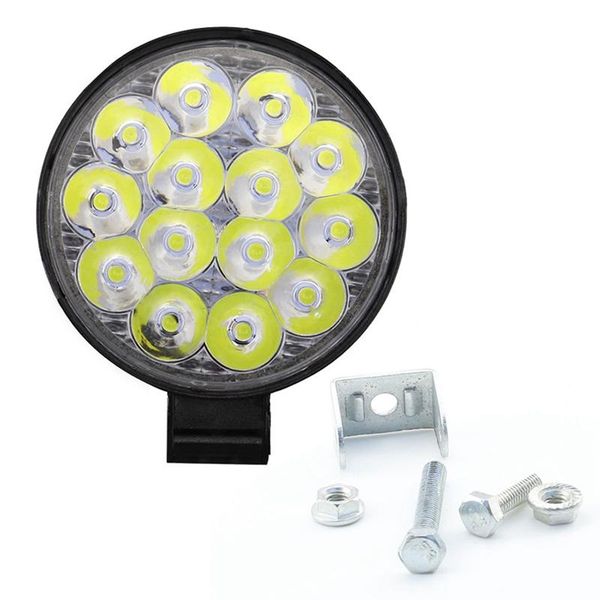 

working light 42w 14led work flood beam bar car atv off-road driving fog lamps 12v 24v round modified auxiliary accessories