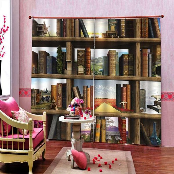 

curtain & drapes custom any size european style creative book bookshelf window for living room bedroom blackout indoor sets