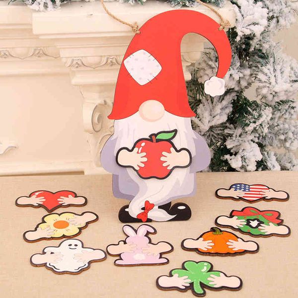 

christmas new diy wooden replaceable door hanging welcome halloween easter harvest festival day pendant
