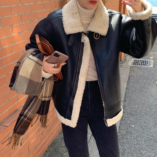 

women's leather & faux dark autumn winter casual loose tie-dyed long sleeve vintage shirt men women harajuku streetwear 2021, Black