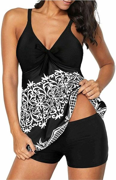 

zando two piece women's swimsuit, conservative swimsuit belly, black, size 12.0, White;black