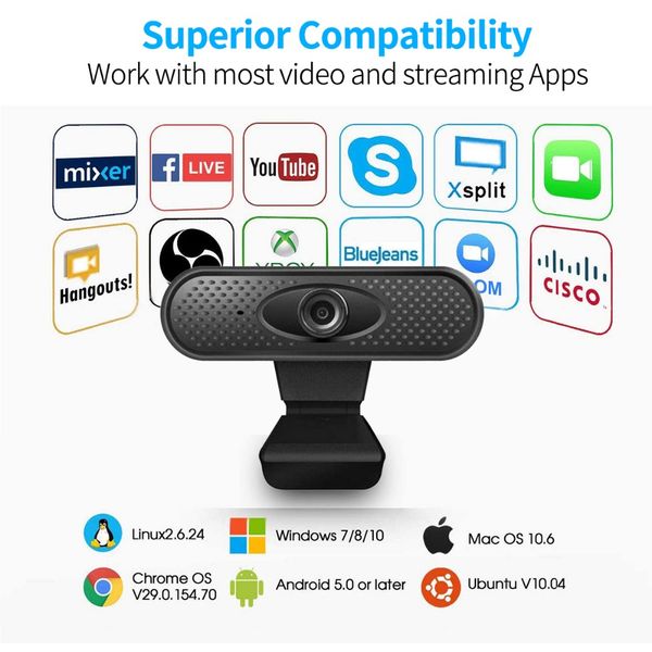 

full hd 1080p webcam usb pc computer camera with microphone driver-video for online teaching live broadcast