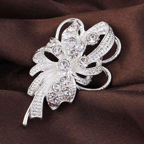 

pins, brooches rhinestone flower for women elegant simple design collar pins sweater decoration, Gray