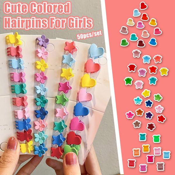 

hair accessories 50pcs/set clips colorful small hairpin kids baby girls cartoons accesorios para el cabello de niÃ±a pinzas, Slivery;white