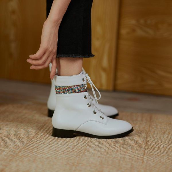 

boots 2021 spring women's low-barrel cowhide party fashion plush snow catwalk shoes 33-48, Black