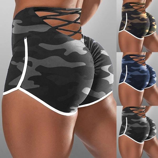 

yoga outfit sports short women summer high waist tight gym leggings camouflage print workout running female shorts sweatpants