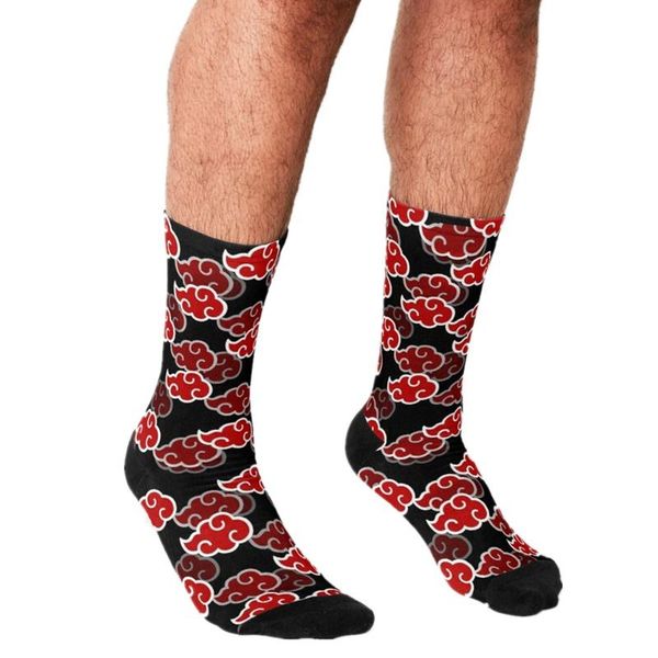 Männer socken 2021 lustige anime rote wolken muster gedruckt hip hop männer glücklich nette jungen straße stil verrückt für