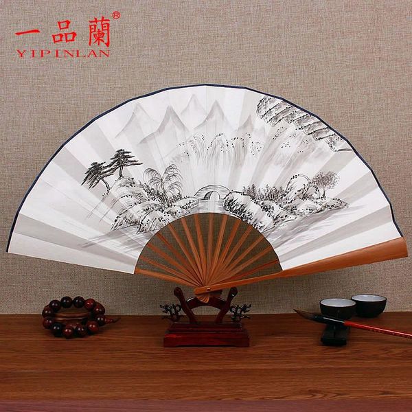 

other home decor hand-painted paper fan ancient chinese classical wind gaps folding male writing inscription painting bamboo