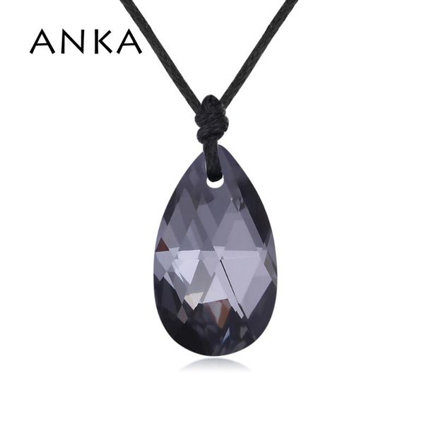 

pendant necklaces anka brand water drop black crystal rope chain necklace for women gift made with crystals from austria #130594, Silver