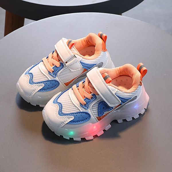 

athletic & outdoor summer shoes baby casual children kids girls sport sneakers bling led light luminous born 2021#40, Black