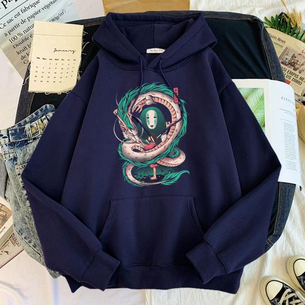 

men's hoodies & sweatshirts spirited away print pullovers loose clothing autumn hoodie for male fleece comfortable tracksuits m, Black