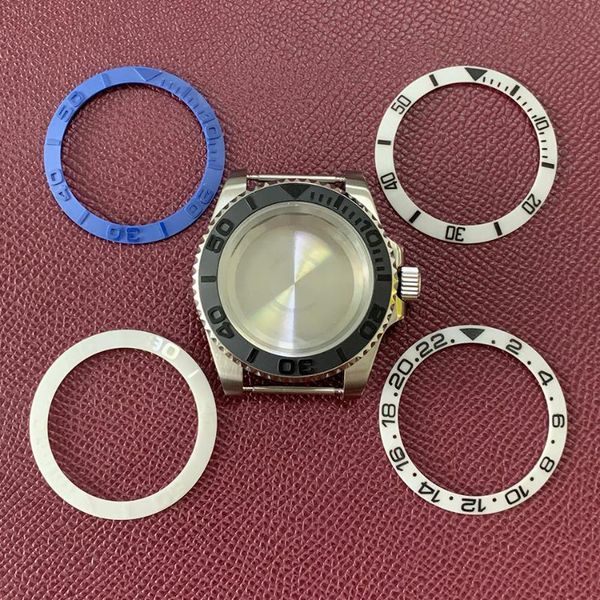 

watch bands accessories sapphire glass 40mm stainless steel case suitable for assembly japan nh35, nh36 movement, Black;brown