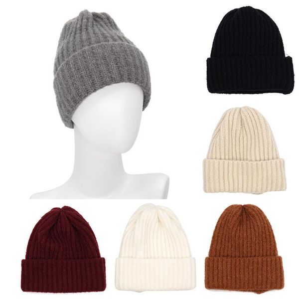 

beanies 2021 black red solid winter hats for women men knitted hat warm wool autumn female beanie caps casual hip cap