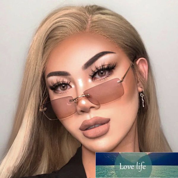 

luxury brand rectangle ladies sunglasses women rimless square polarized sun glasses for ladies zonnebril dames vrouwen bril factory price ex, White;black