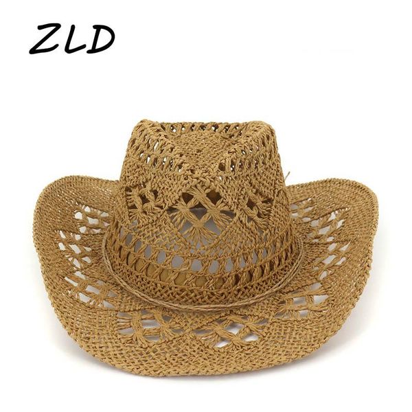 

cloches spring and summer couple travel caps handmade straw sunhat men women western cowboy beach sun hat leather