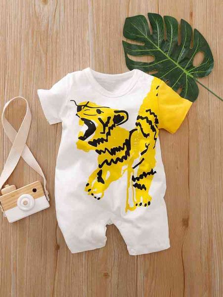 

yierying baby boy tiger print tee romper she, Blue