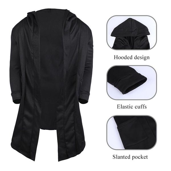 

men's jackets jodimitty 2021 men hooded sweatshirts black hip hop mantle hoodies fashion jacket long sleeves cloak coats outwear, Black;brown