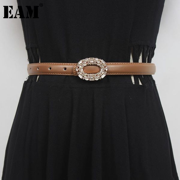 

belts [eam] pu leather black pearl rhinestone long belt personality women fashion tide all-match spring autumn 2021 1de1626, Black;brown