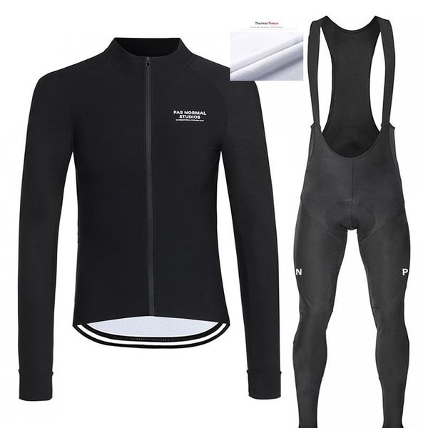 

men's winter thermal fleece cycling sets suit bike jersey bicycle set clothing long sleeves racing, Black;blue