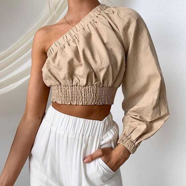 

women's blouses & shirts short elastic waist casual women solid blouse summer beach off shoulder slim fit blusa female hollow out, White