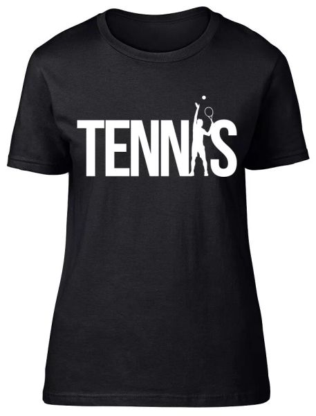 

tennis fitted womens ladies t shirt, White;black