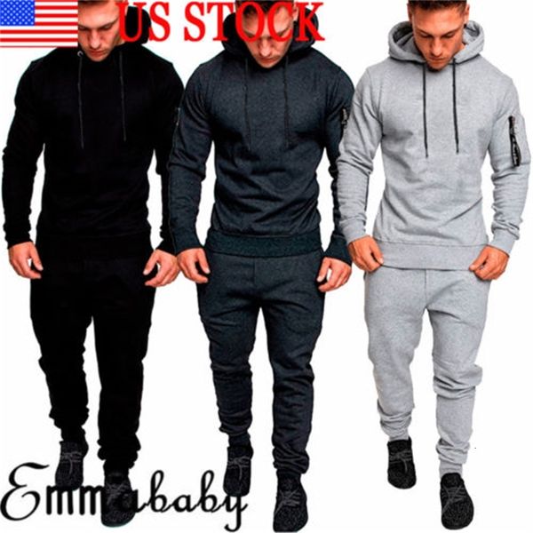 

men's tracksuits gyms mens tracksuit set fashion sportswear hoodies+long pants casual outwear suits chandal hombre completo rzim, Gray