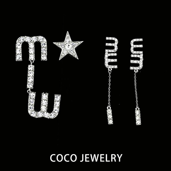 

yang chaoyue's same miu letter earrings and earrings, Silver