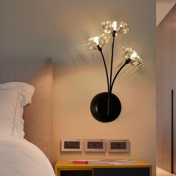 

wall lamps creative dandelion 3 x 1.5w g4 crystal led black / gold iron sconce for hallway lamp staircase bedroom