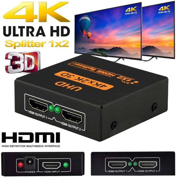 

audio cables & connectors 4k 1x2 splitter 1 in 2 out switch 3d hd ports hub for adapter dual display hdtv dvd