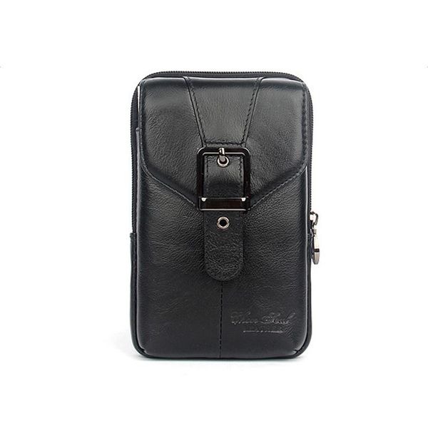 

waist bags 2021 genuine leather portable mini pocket belt bag fanny men mobile phone wallet travel small pack brown