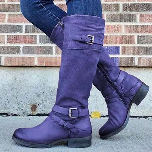 

boots bonjomarisa 2021 platform chunky heel vintage western women zipper buckle comfy casual solid punk shoes woman, Black