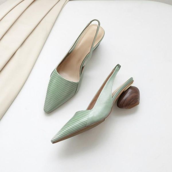 

dress shoes mljuese 2021 women sandals sheepskin green color pointed toe beaches party wedding size 34-42, Black