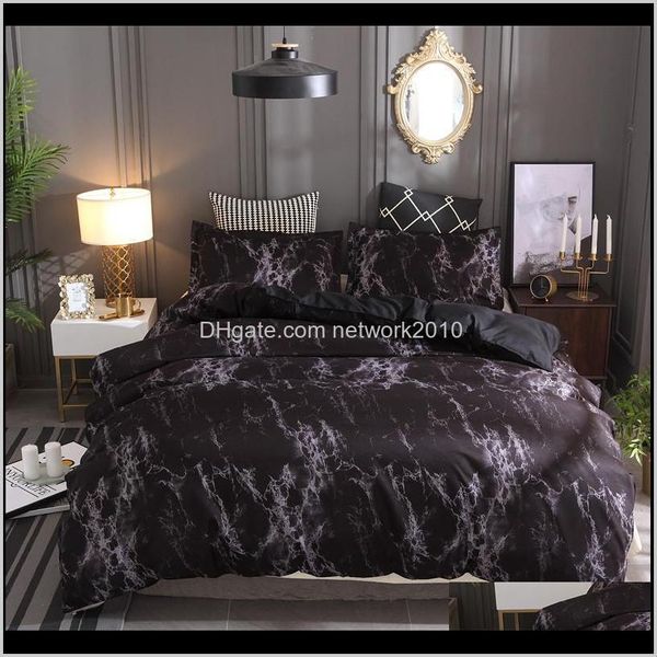 Suprimentos Têxteis Home Garden Drop Ergents 2021 Padrão de Mármore Conjuntos de cama 2 / 3PCS Set Twin Double Raine Quilt Roupa de cama Roubo Capa de edredão Bedsp