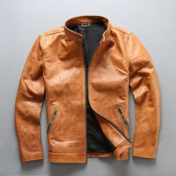 

men's leather & faux dhl 2021 super quality cowhide jacket genuine coat motorcycle rider vintage classic, Black