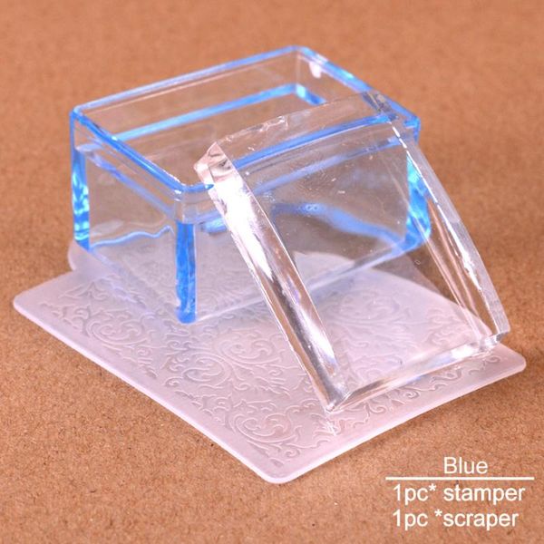 

nail art kits mirror stamper clear rectangle silicone head manicure scraper polish transfer template kit with cap stamping plate