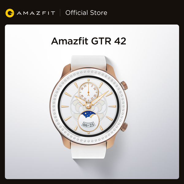 

in stock glitter edition new amazfit gtr 42mm smart watch 5atm womens watch12 days battery music control for android ios phoneg, Slivery;brown