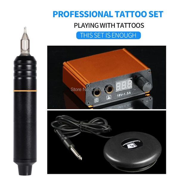 

tattoo guns kits selling professional machine rotating pen suit led power magician foot pedal supply delivery