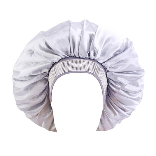 

beanie/skull caps double layer satin bonnet for women silk sleep head scarf large wrap soft night sleeping hat adjustable, Blue;gray