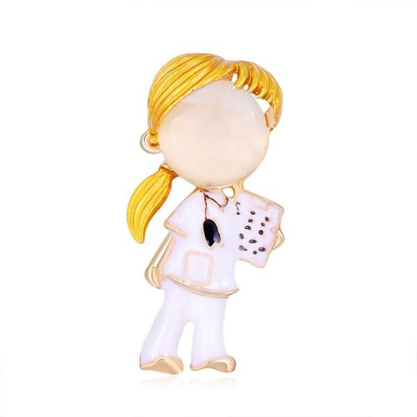 

pins, brooches european white enamel girl's brooch pins fashion opal pin for women child christmas gift cute jewelry, Gray