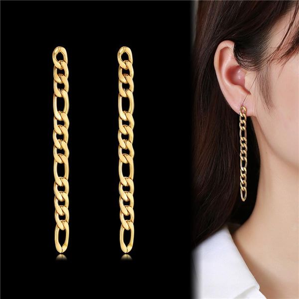 

dangle & chandelier modyle gold color long stainless steel drop earrings for women cute chain girls fashion jewelry gift, Silver