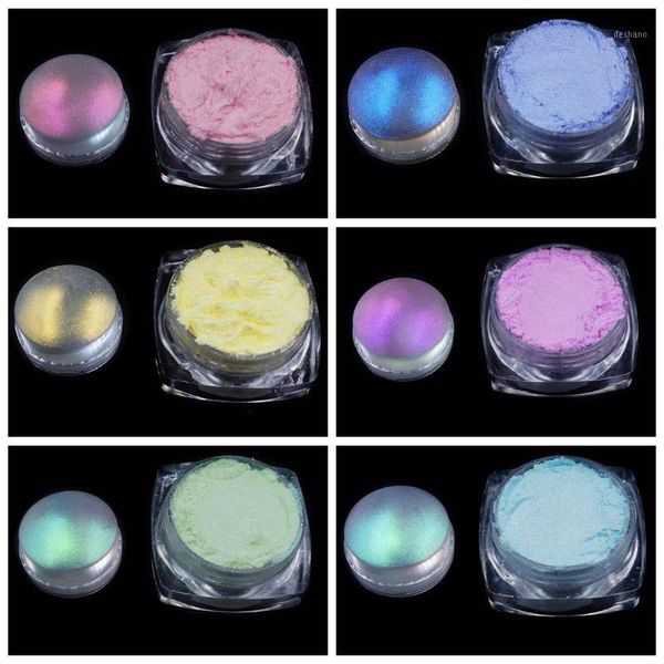 

beautiful transparent holo nail glitter aurora powder neon dust art chrome pigment dipping decoration1, Silver;gold