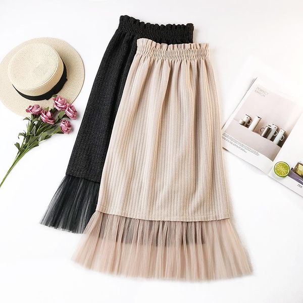 

skirts pencil skirt women mesh shiny saias midi high waist long faldas mujer jupe femme warm bodycon winter knit bottoms, Black