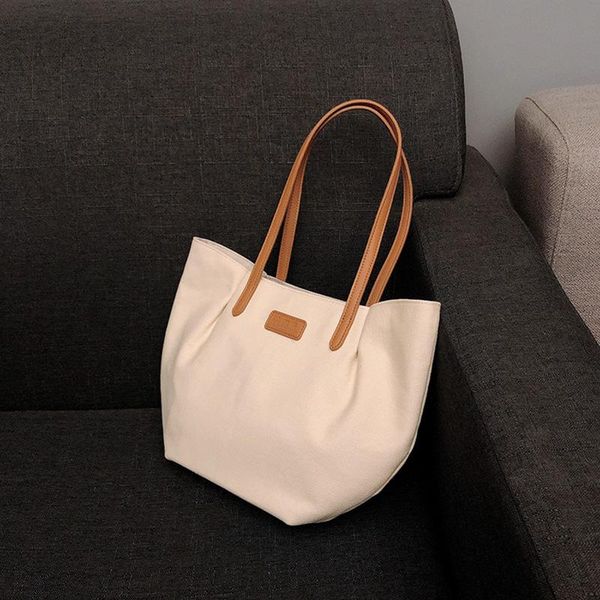 

evening bags japanese canvas shoulder bag solid color large capacity daily commuting tote handbag fashion trend