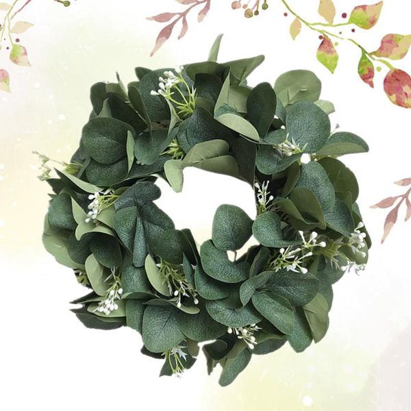 

decorative flowers & wreaths 1pc imitation eucalyptus wreath simulation green leaf small berry door wall hanging ornament garland
