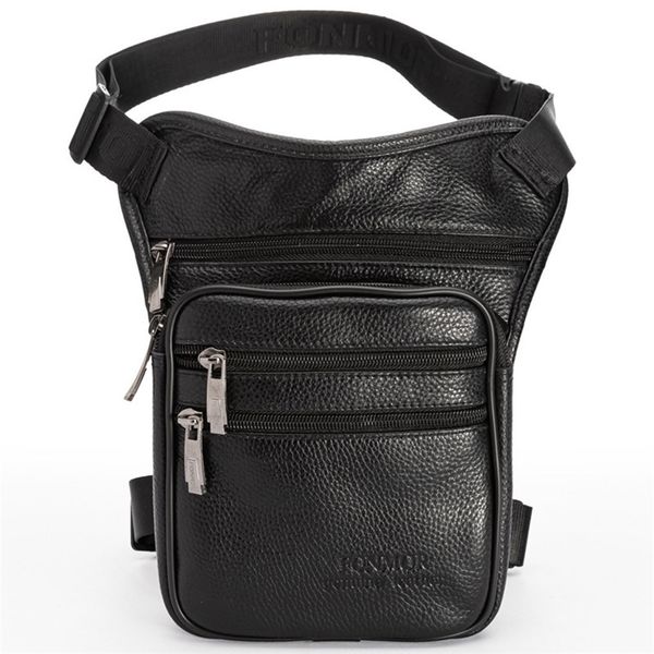 

men genuine leather drop leg bag waist crossbody fanny pack belt hip bum travel riding motorcycle messenger shoulder 210823
