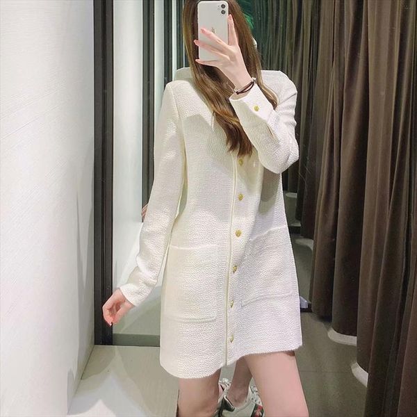 

xeasy spring jacket single breasted womens dress v neck long sleeve pure color casual mini woman, Black;gray