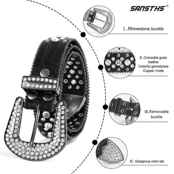 

2021 fast delivery luxury rhintone s men women diamond studded wtern sparkle digner leather belt, Black;brown