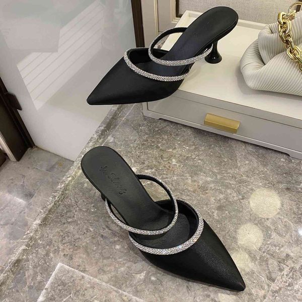 

sandals women slides designer ladies mulas shoe women toe pointed slippers high heels sandals party shoes bp2e, Black